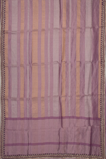 Organza Tissue Horizontal Lines Purple Saree