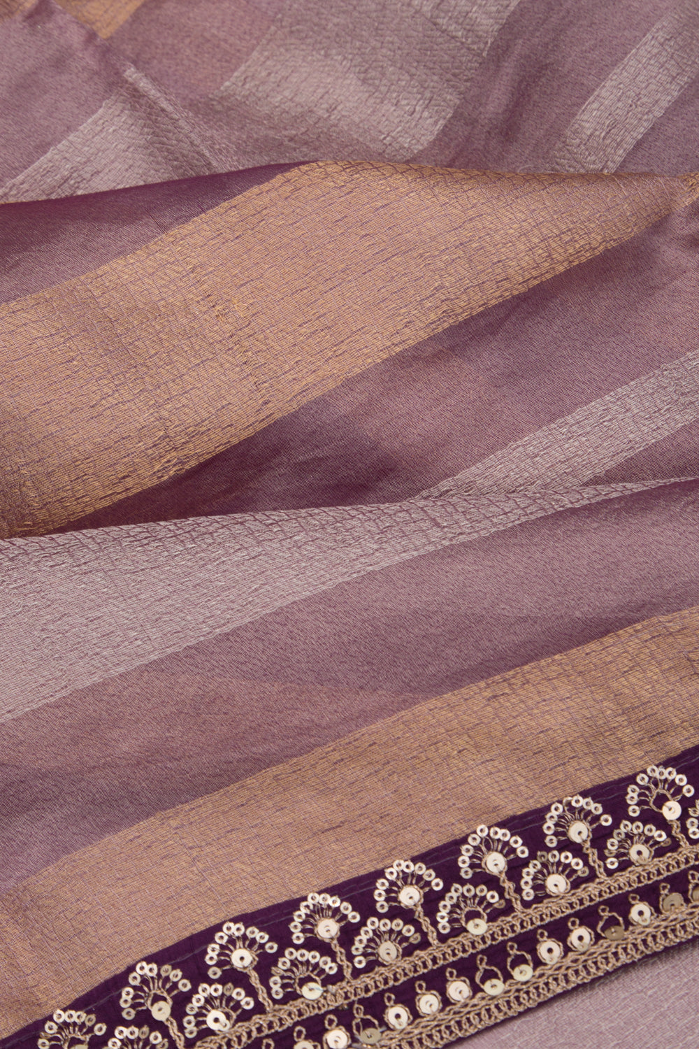 Organza Tissue Horizontal Lines Purple Saree