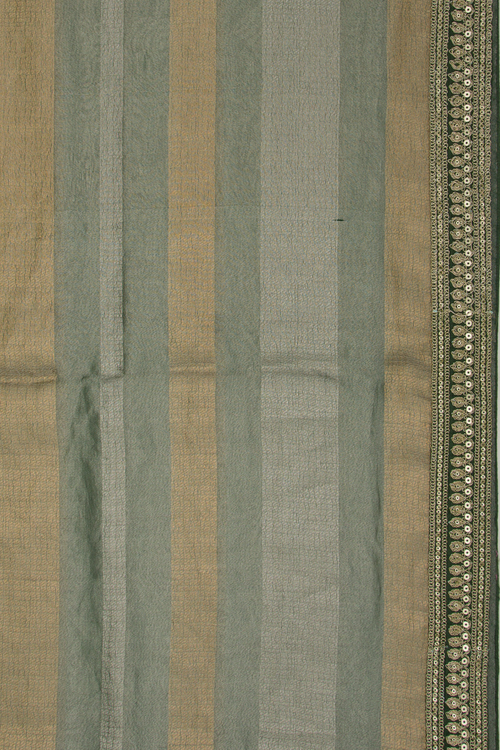 Organza Tissue Horizontal Lines Green Saree