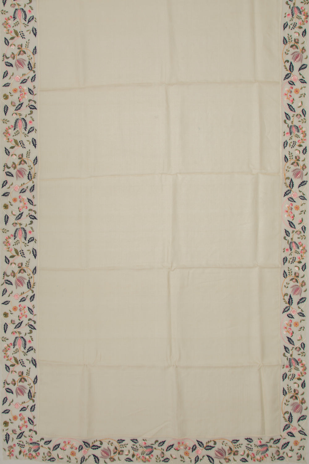 Tussar Plain Cream Saree With Organza Scallop Border