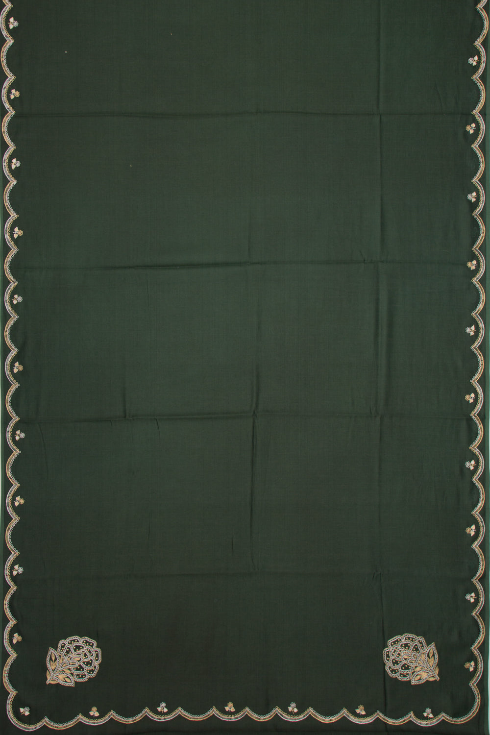 Banarasi Silk Plain Bottle Green Saree