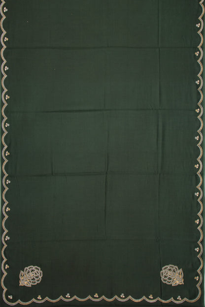 Banarasi Silk Plain Bottle Green Saree