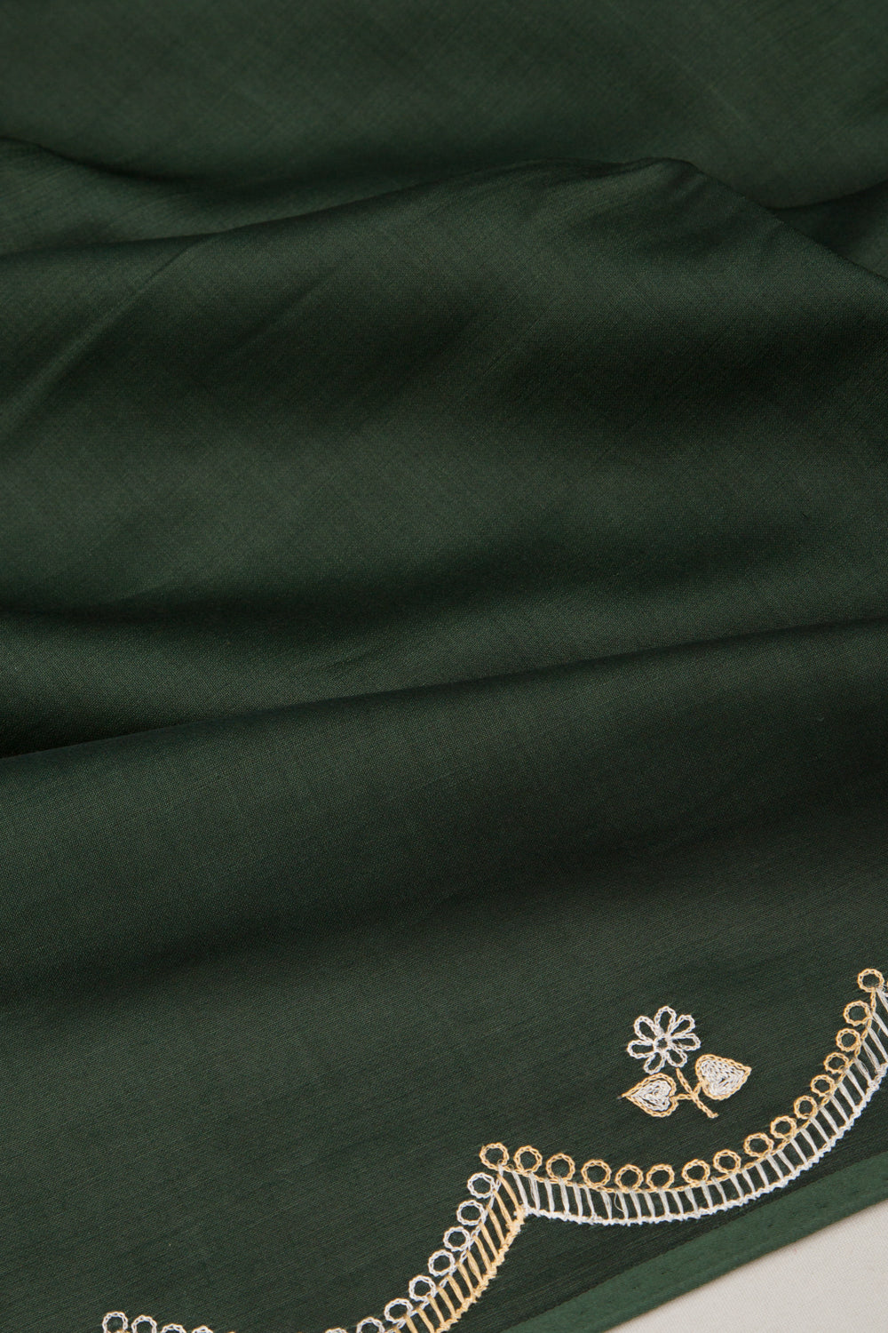 Banarasi Silk Plain Bottle Green Saree