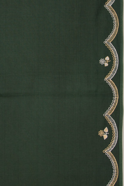 Banarasi Silk Plain Bottle Green Saree