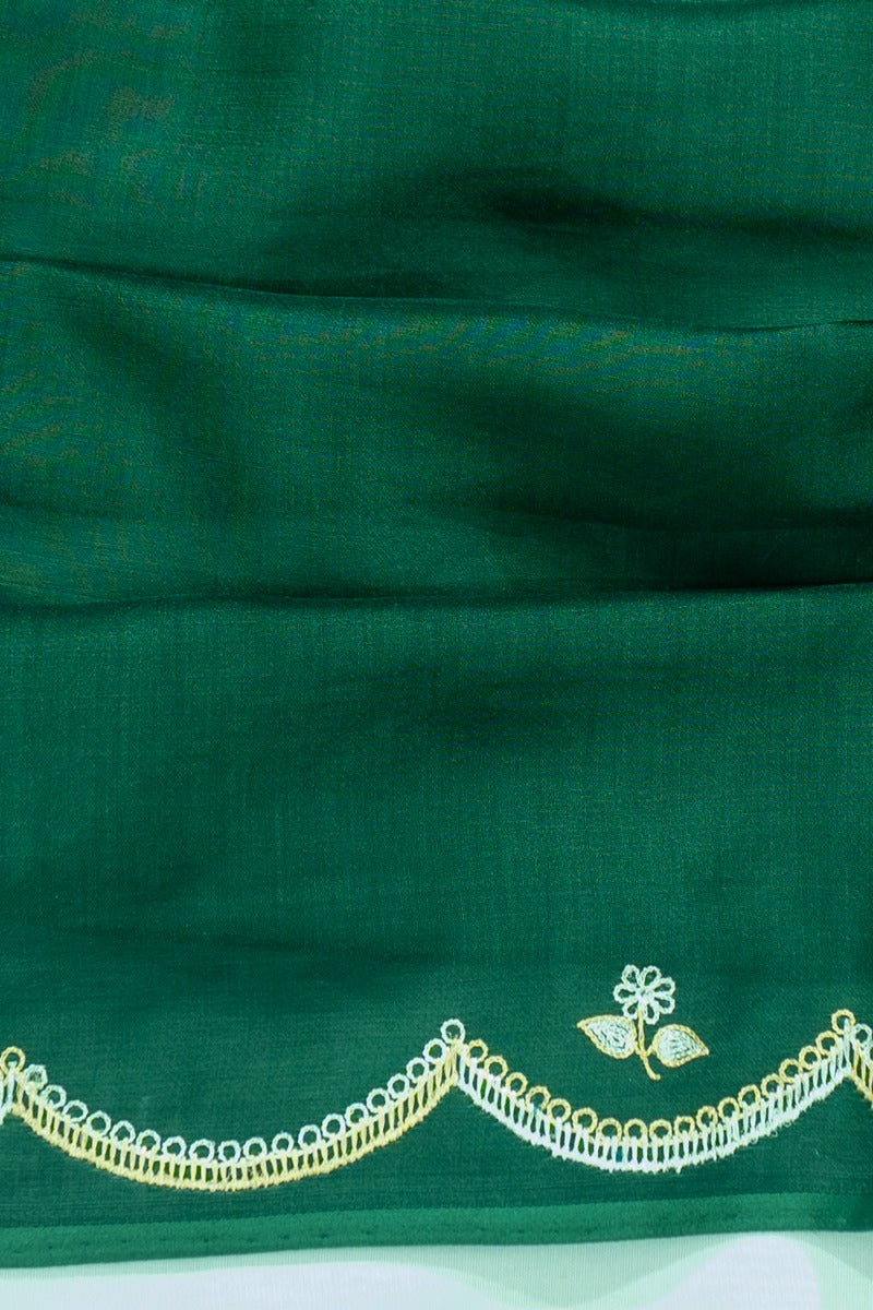 Banarasi Silk Plain Bottle Green Saree