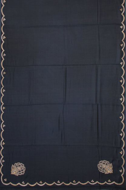 Banarasi Silk Plain Dark Blue Saree