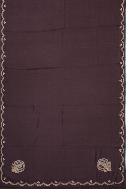 Banarasi Silk Plain Brown Saree