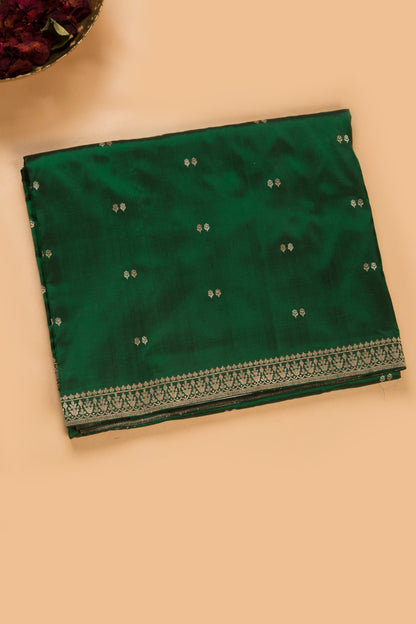Banarasi Katan Silk Butta Bottle Green Saree