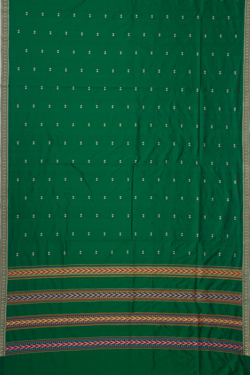 Banarasi Katan Silk Butta Bottle Green Saree