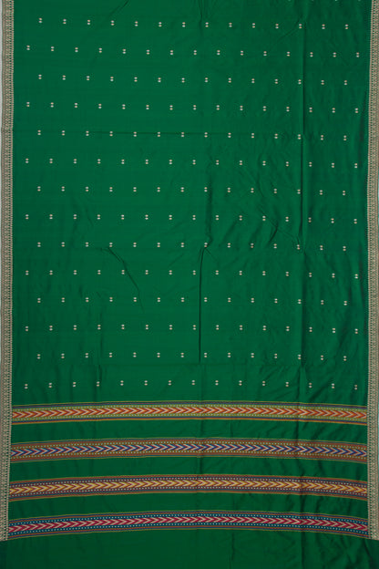 Banarasi Katan Silk Butta Bottle Green Saree