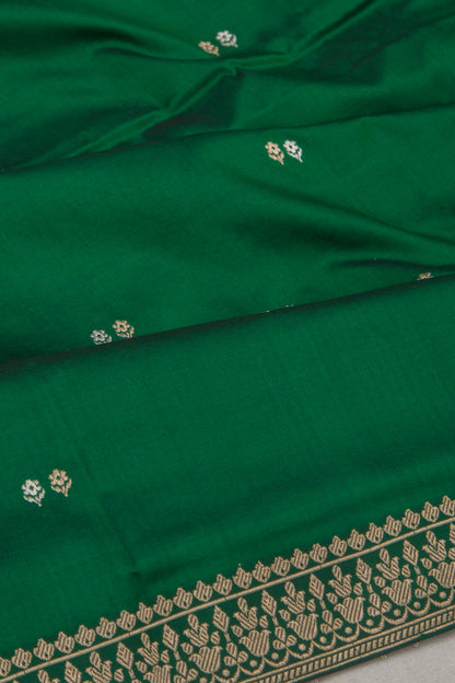 Banarasi Katan Silk Butta Bottle Green Saree