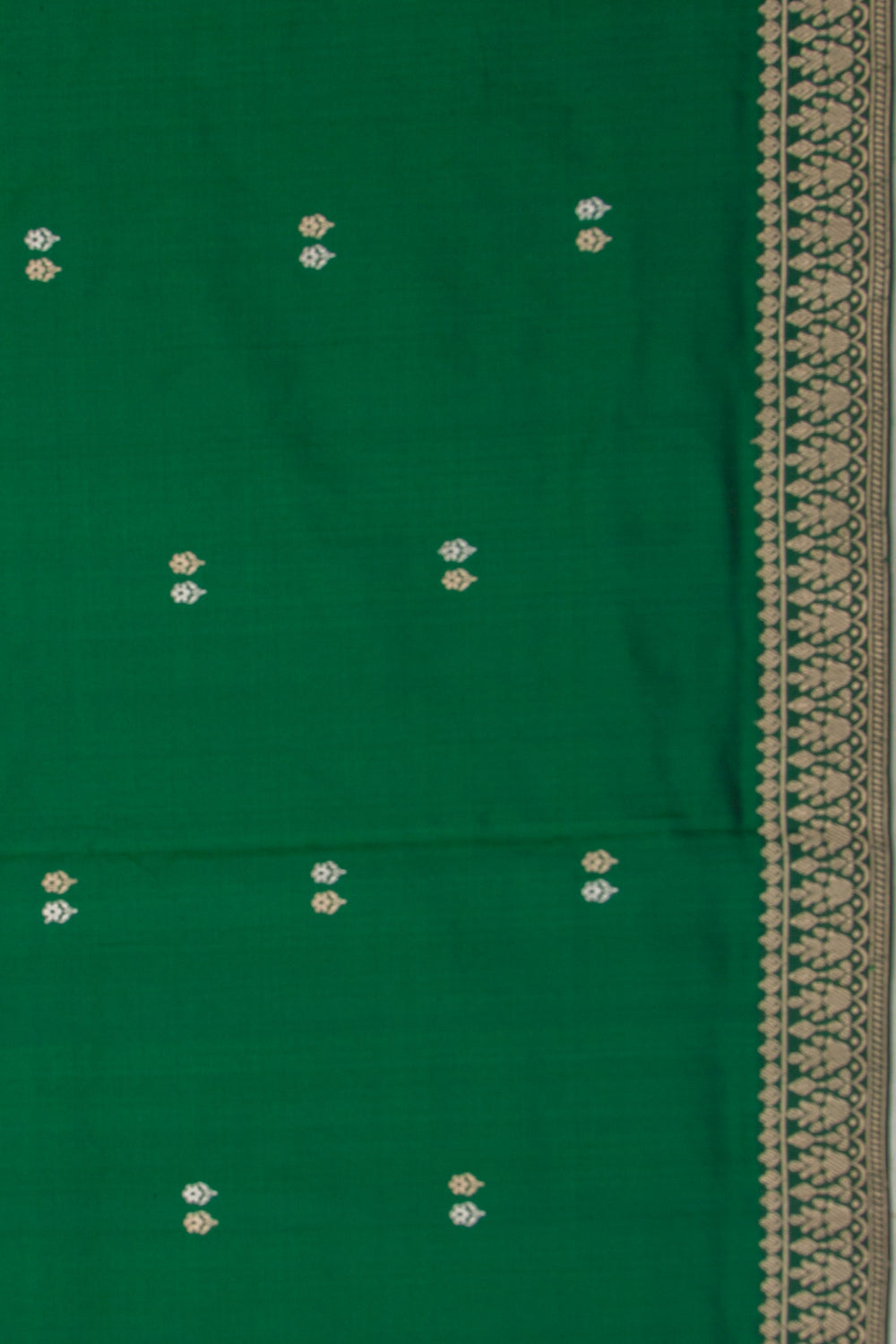 Banarasi Katan Silk Butta Bottle Green Saree