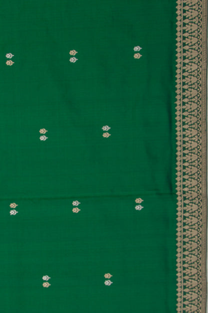 Banarasi Katan Silk Butta Bottle Green Saree