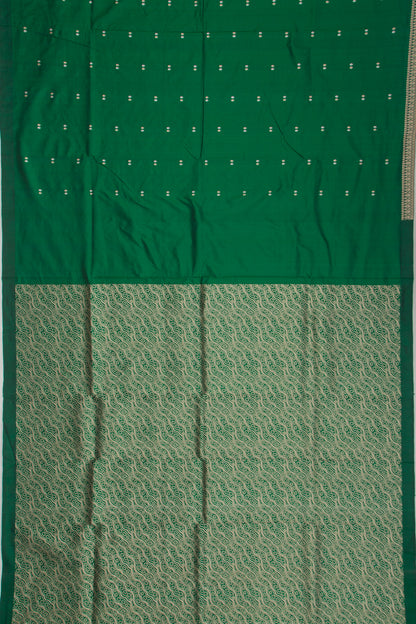 Banarasi Katan Silk Butta Bottle Green Saree