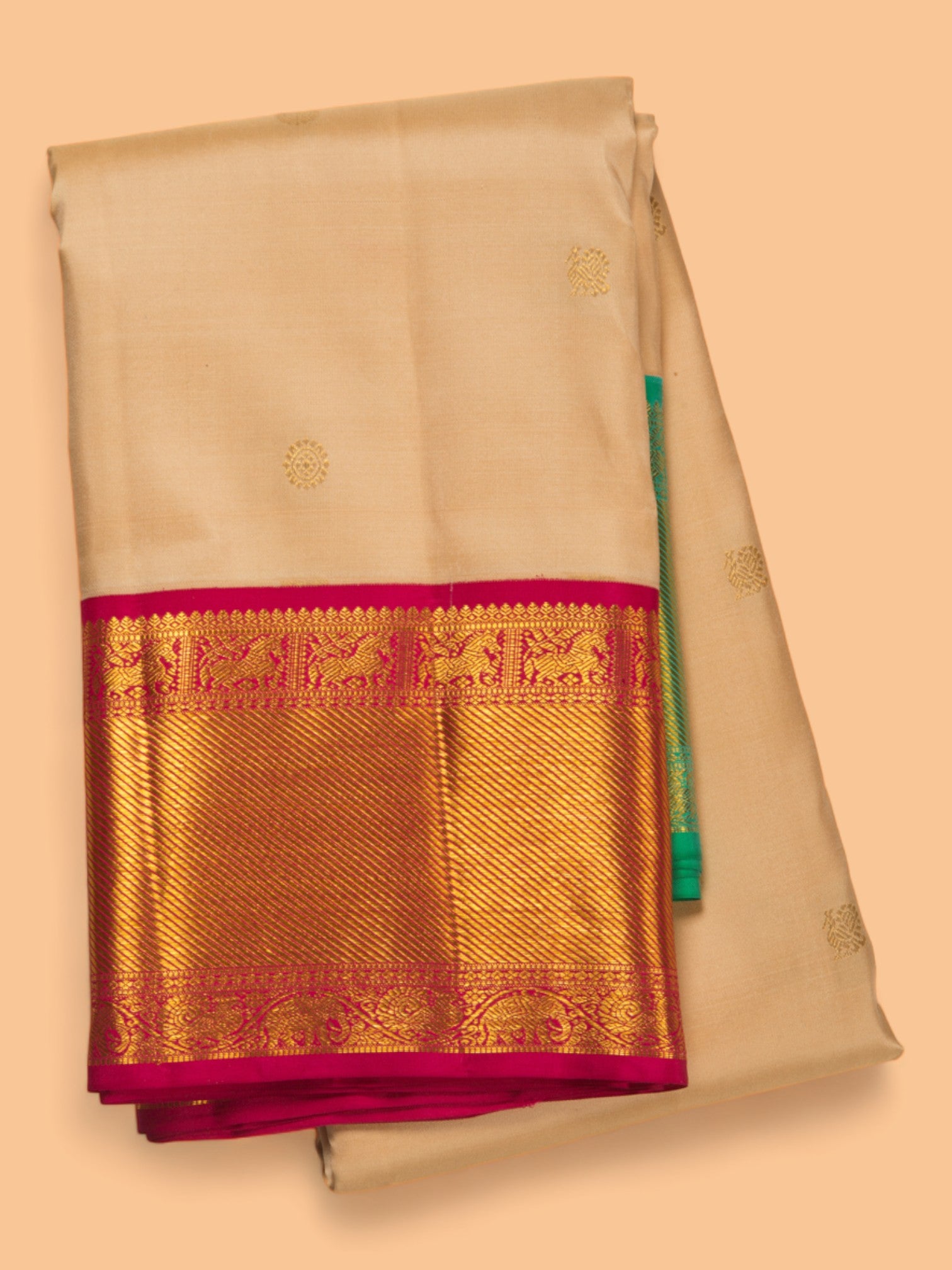 Kanchipuram Silk Butta Peach Saree