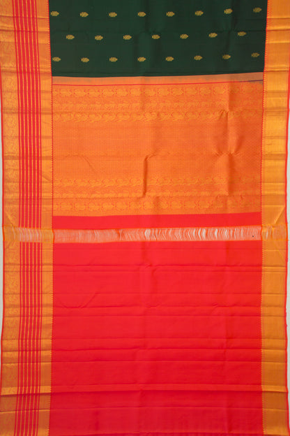 Kanchipuram Silk Butta Bottle Green Saree