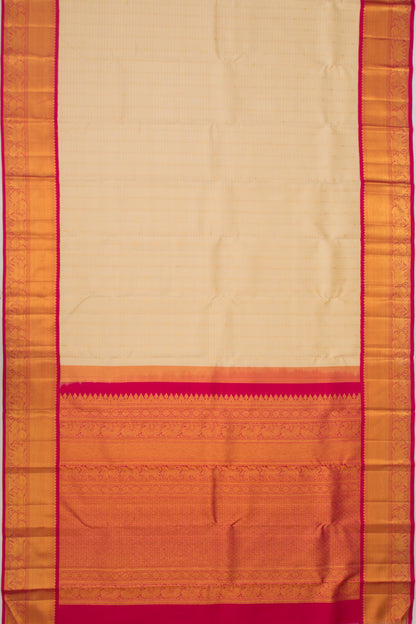Kanchipuram Silk Checks And Butta Cream Saree
