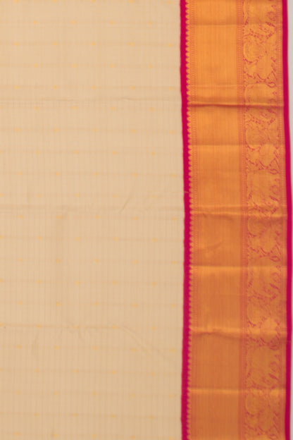 Kanchipuram Silk Checks And Butta Cream Saree