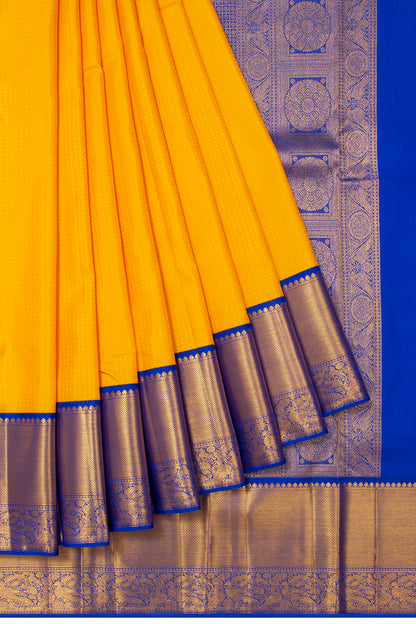 Kanchipuram Silk Brocade Yellow Saree