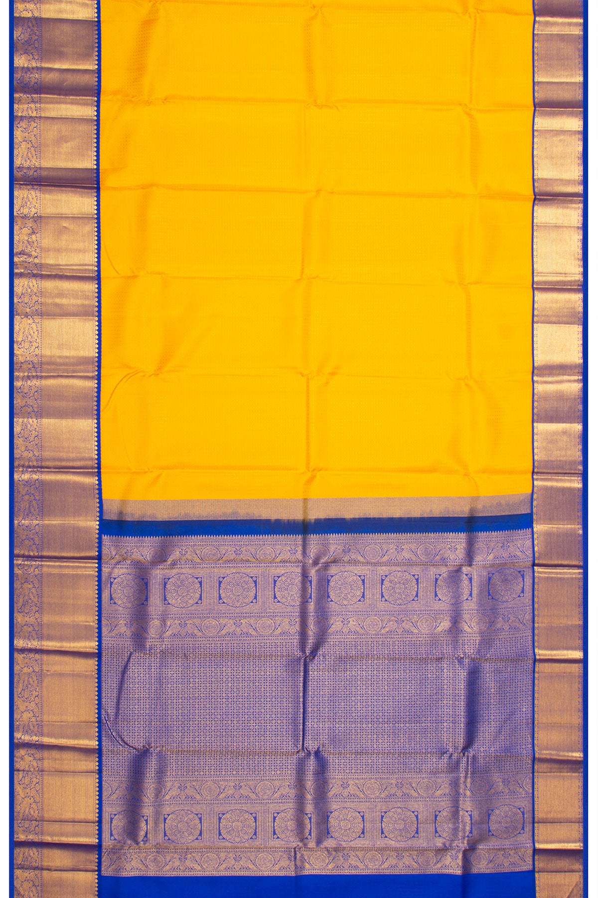 Kanchipuram Silk Brocade Yellow Saree