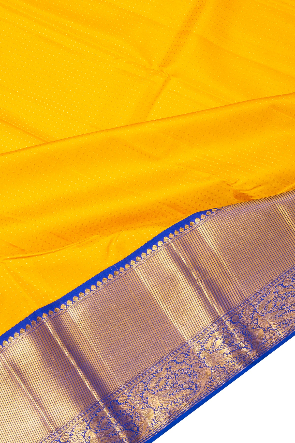 Kanchipuram Silk Brocade Yellow Saree