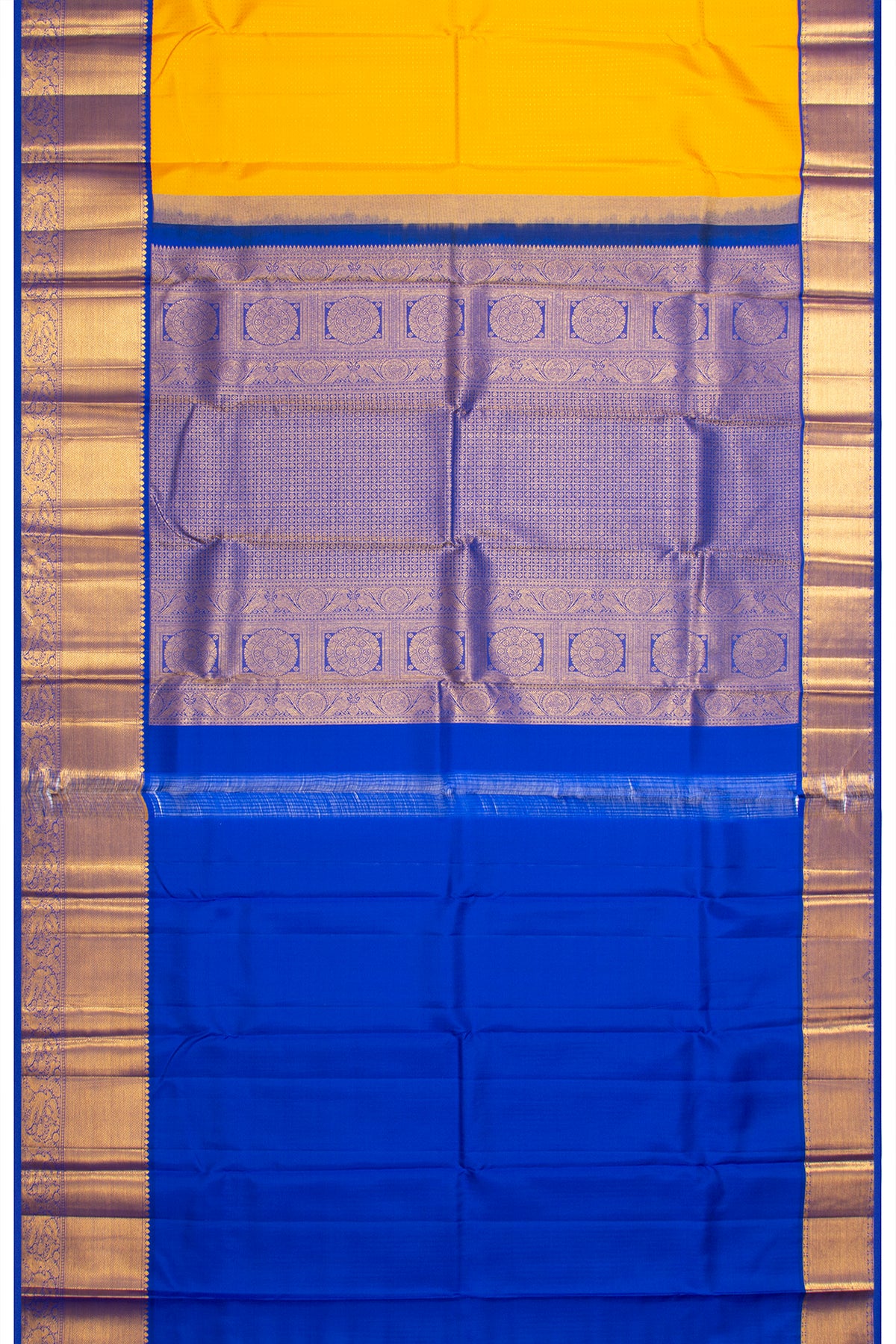 Kanchipuram Silk Brocade Yellow Saree