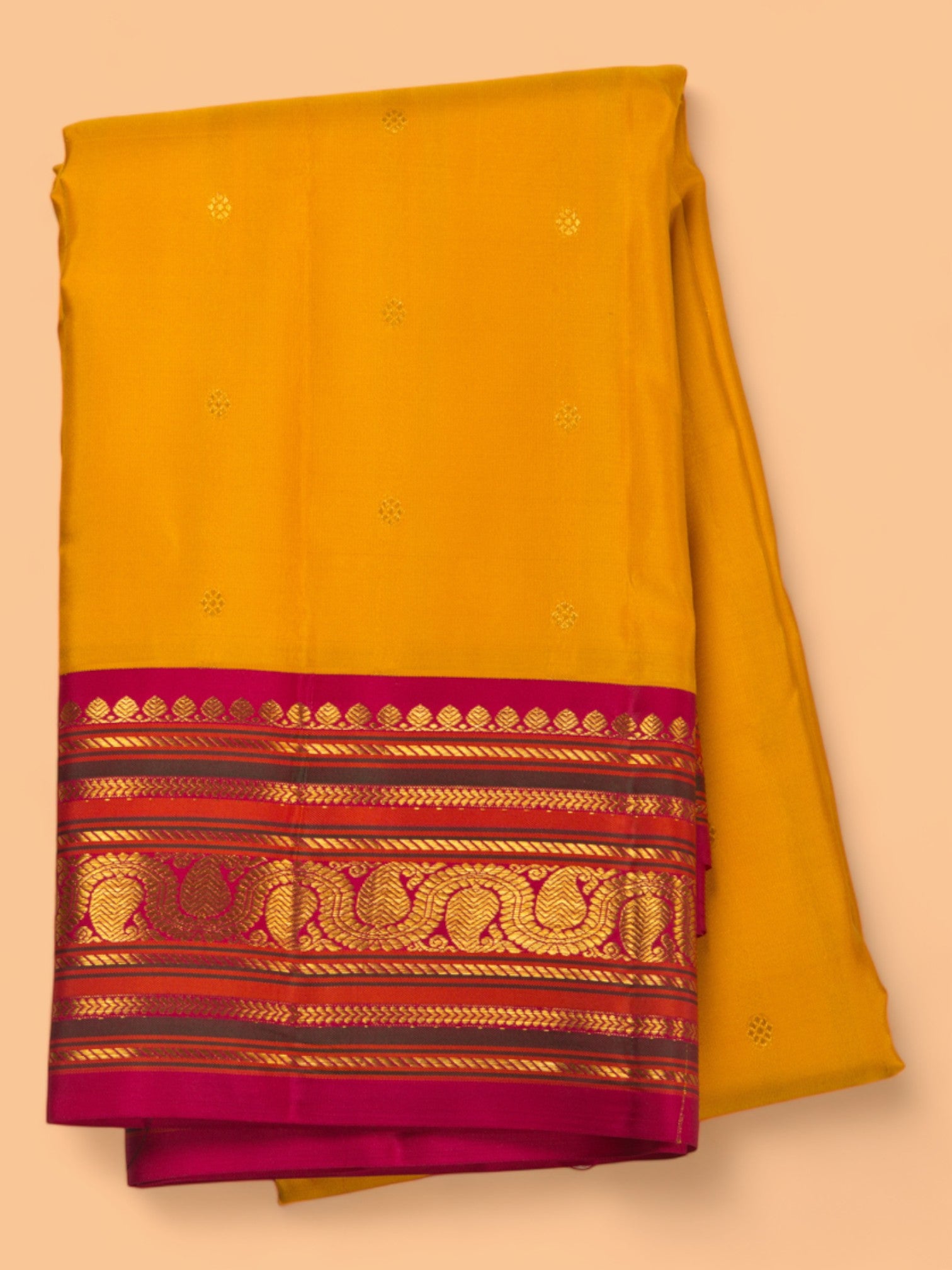 Kanchipuram Silk Butta Yellow Saree
