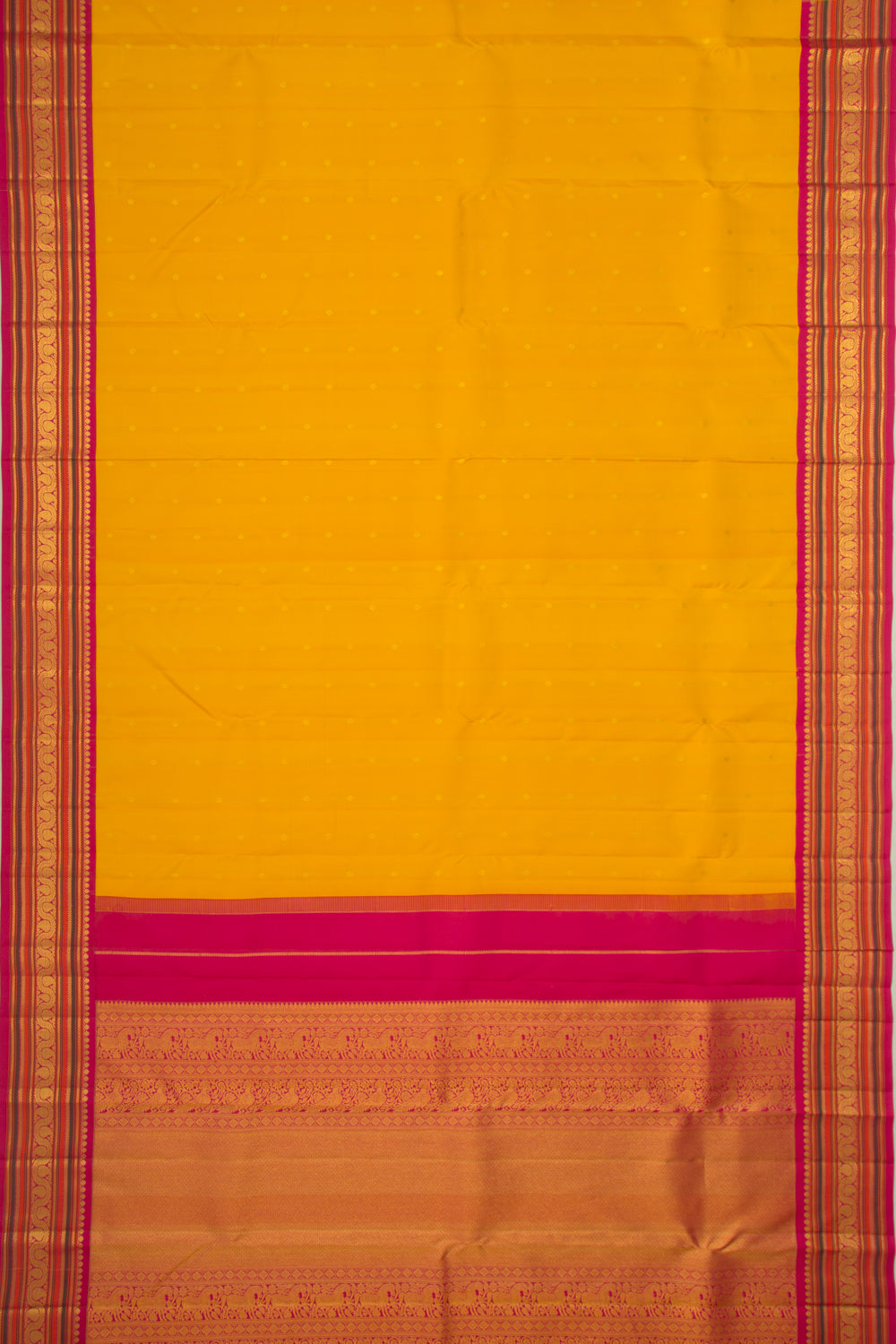 Kanchipuram Silk Butta Yellow Saree