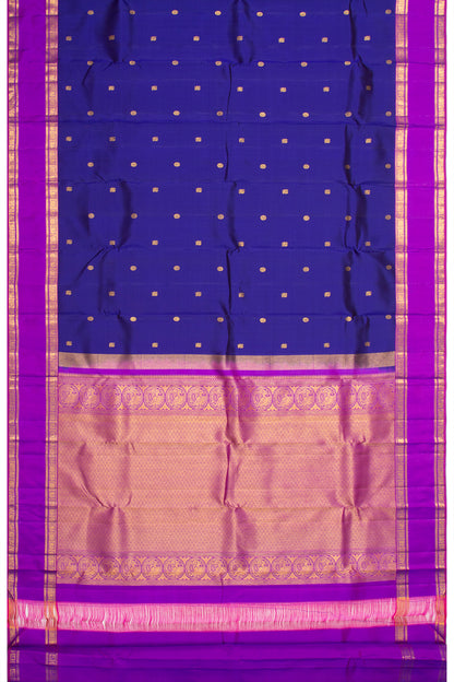 Kanchipuram Silk Butta Violet Saree With Rettai Pattu Border