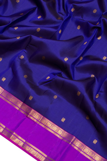 Kanchipuram Silk Butta Violet Saree With Rettai Pattu Border
