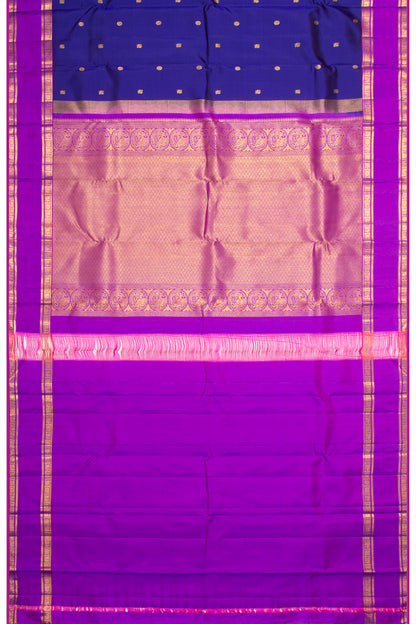 Kanchipuram Silk Butta Violet Saree With Rettai Pattu Border