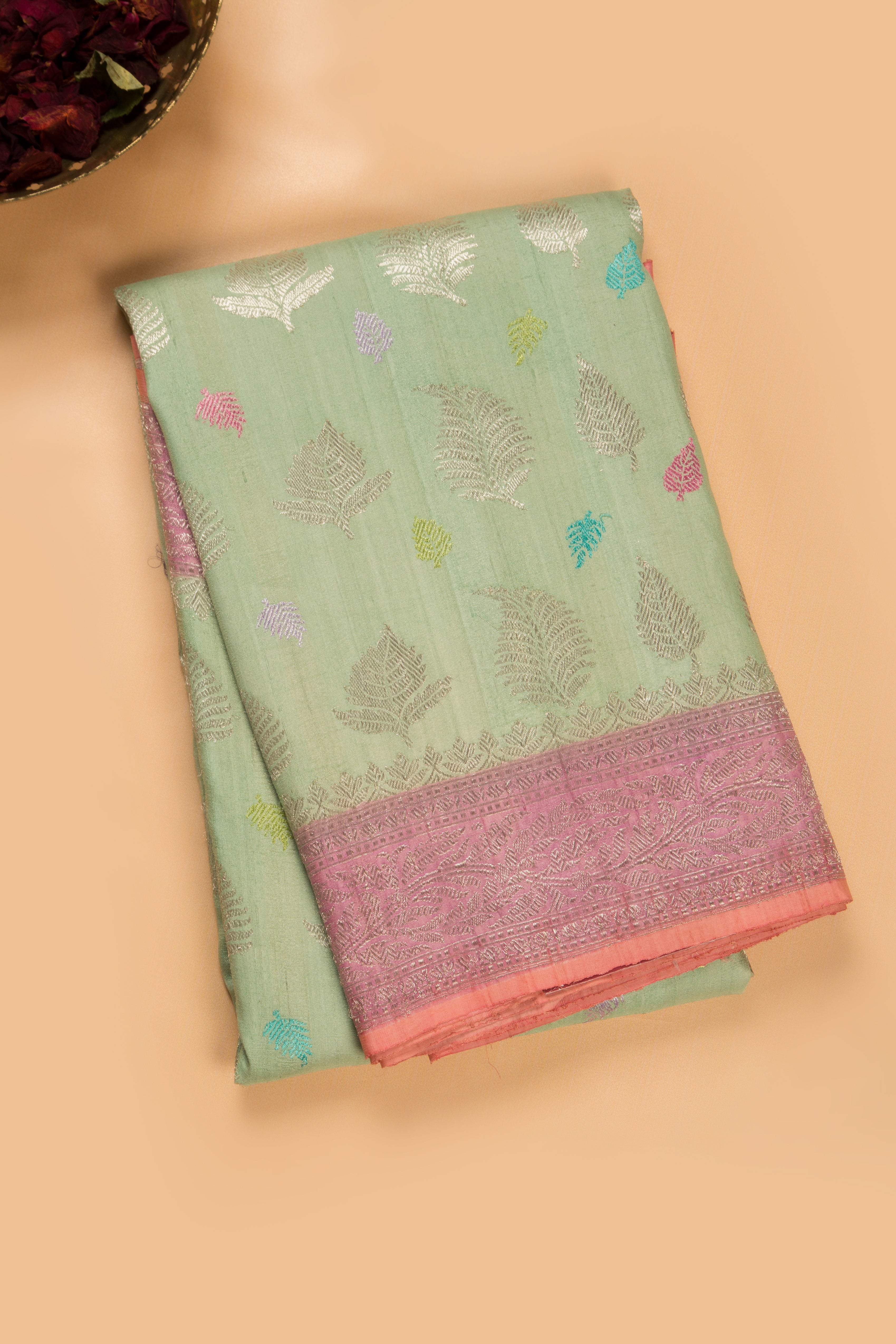 Banarasi Tussar Georgette Brocade Pastel Green Saree