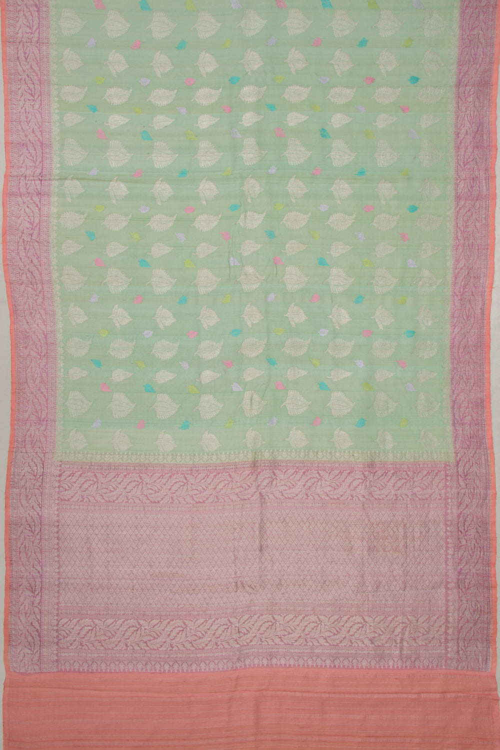 Banarasi Tussar Georgette Brocade Pastel Green Saree