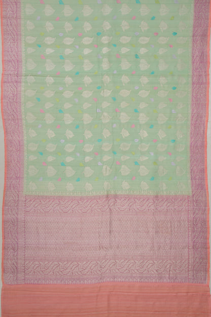 Banarasi Tussar Georgette Brocade Pastel Green Saree