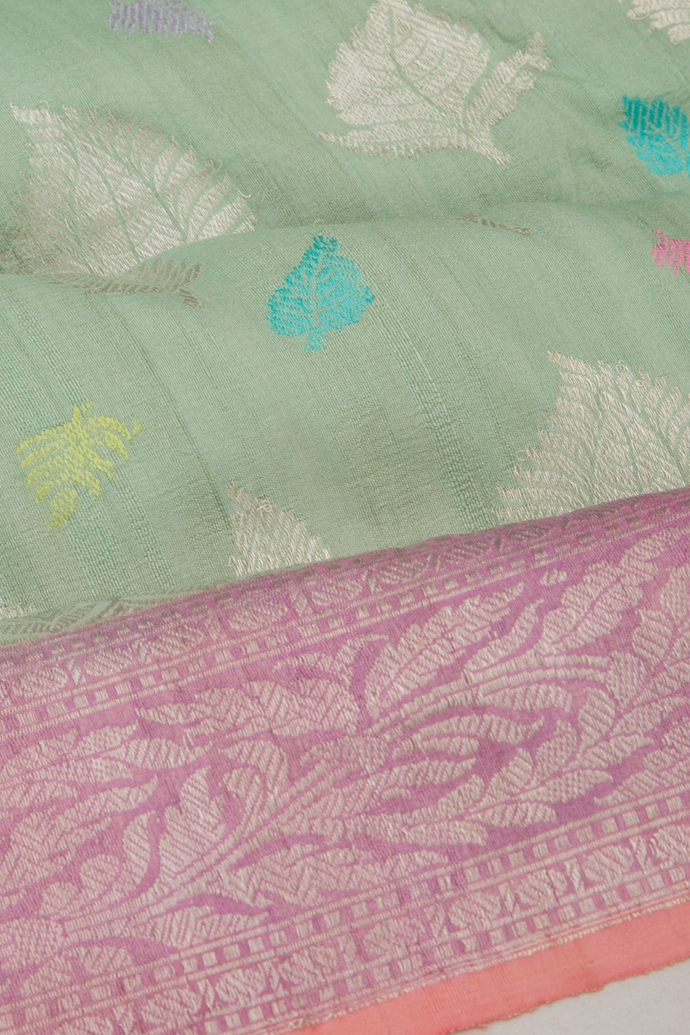 Banarasi Tussar Georgette Brocade Pastel Green Saree