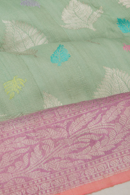 Banarasi Tussar Georgette Brocade Pastel Green Saree