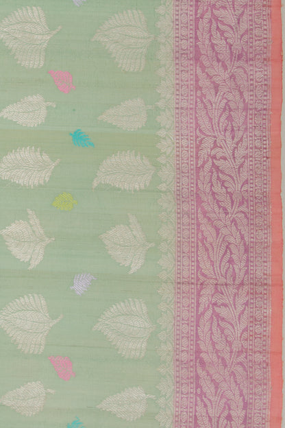 Banarasi Tussar Georgette Brocade Pastel Green Saree