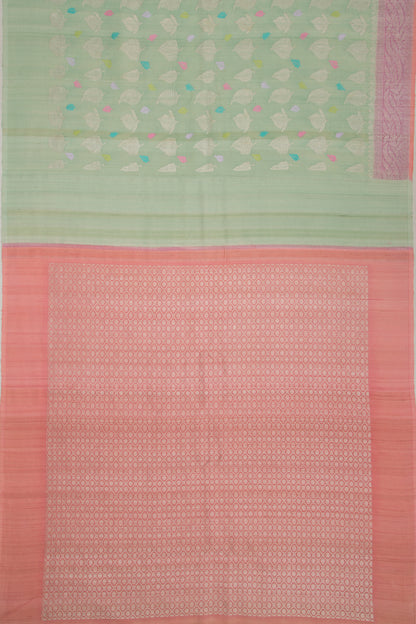 Banarasi Tussar Georgette Brocade Pastel Green Saree
