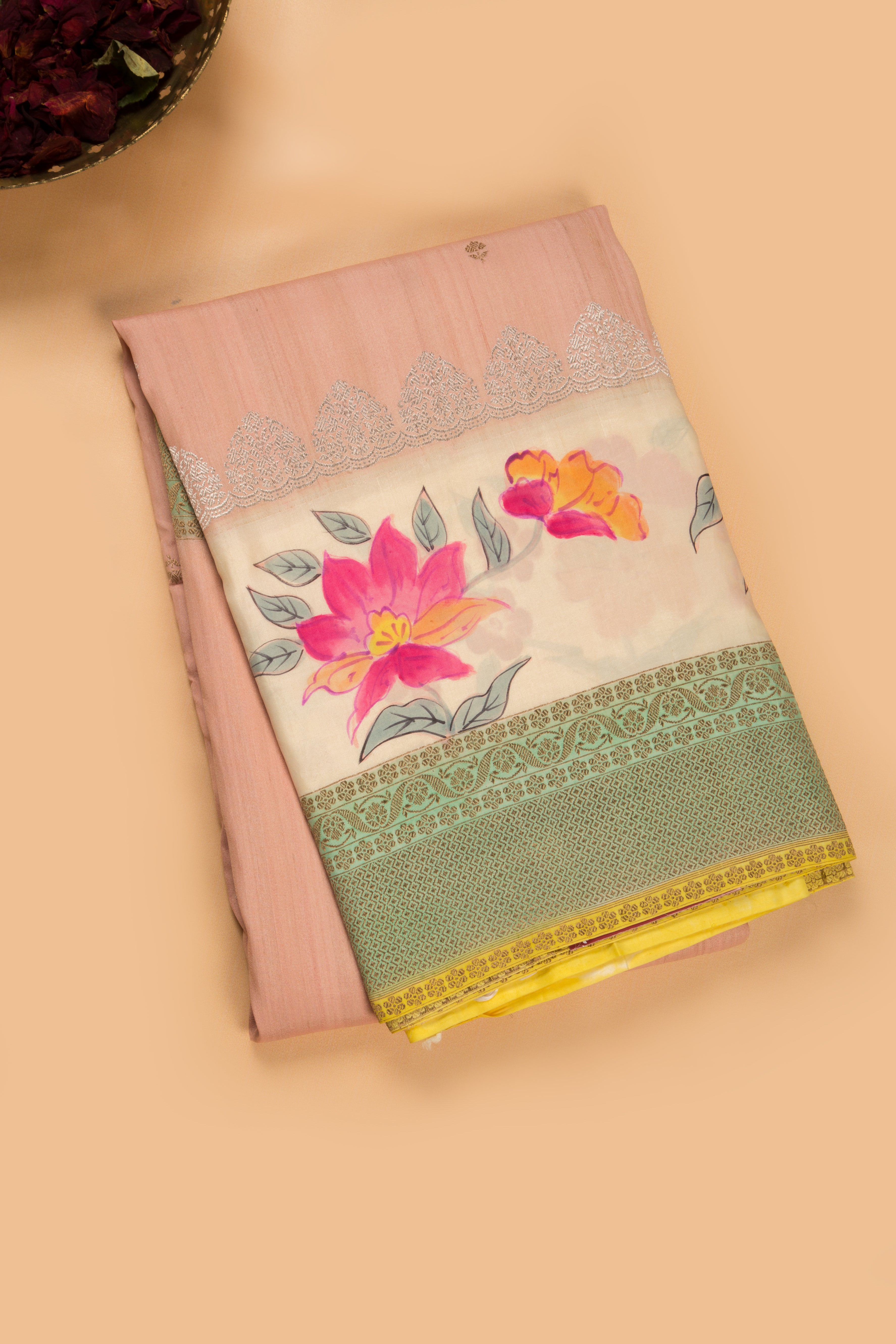 Banarasi Tussar Georgette Butta Peach Saree
