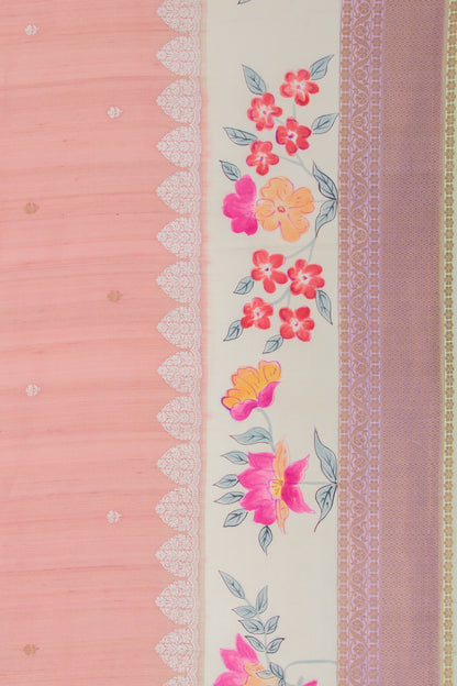 Banarasi Tussar Georgette Butta Peach Saree