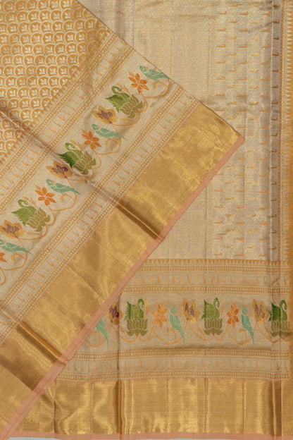 Kanchipuram Silk Tissue Brocade Gold Saree