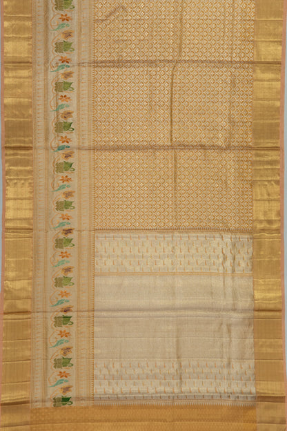 Kanchipuram Silk Tissue Brocade Gold Saree