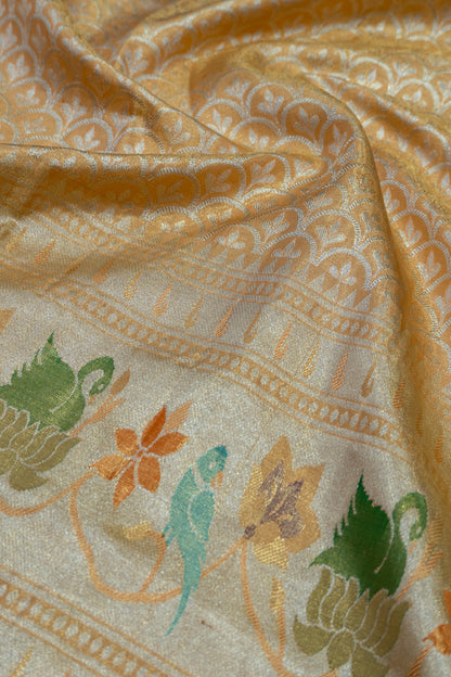 Kanchipuram Silk Tissue Brocade Gold Saree