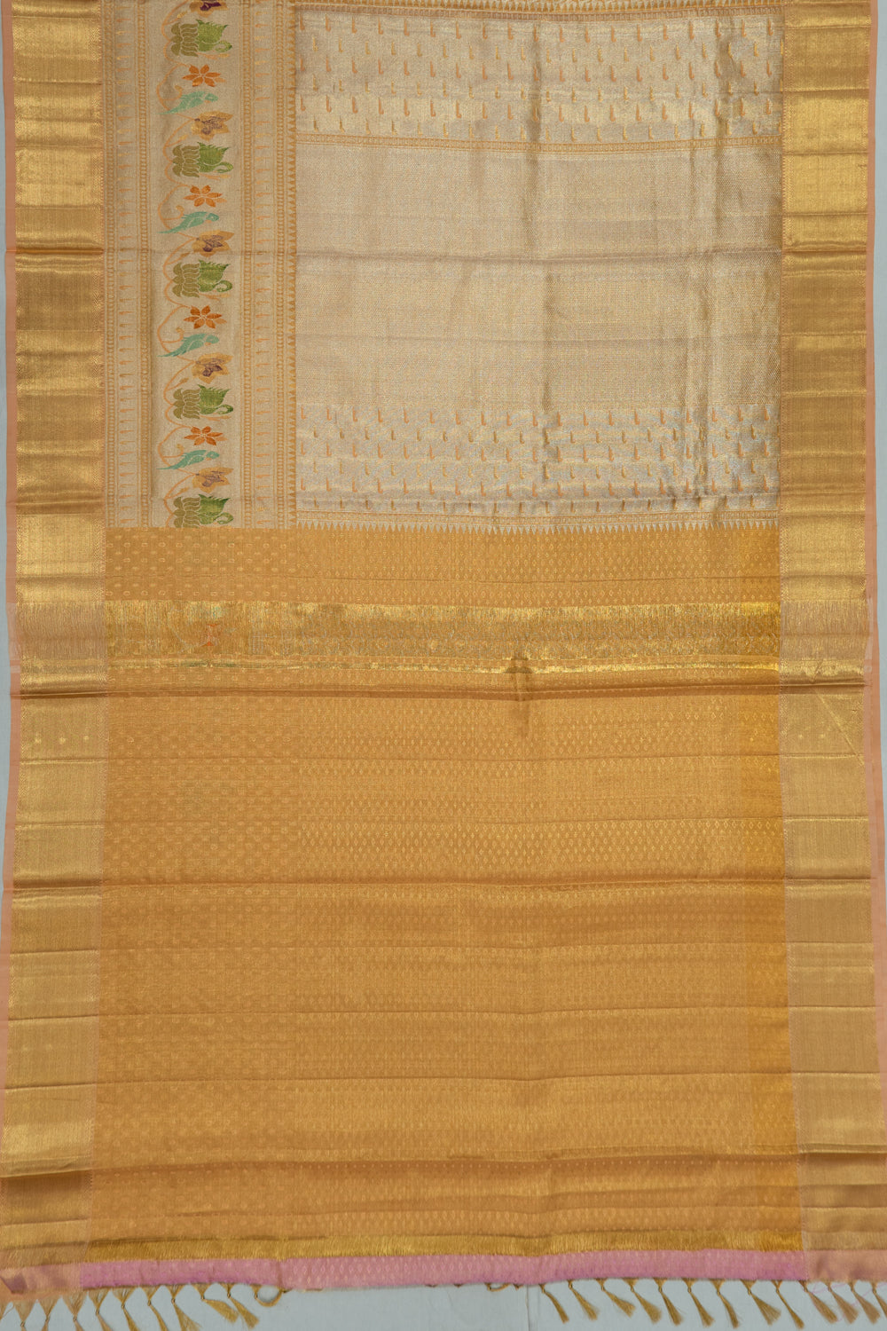 Kanchipuram Silk Tissue Brocade Gold Saree