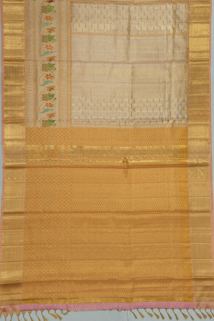 Kanchipuram Silk Tissue Brocade Gold Saree