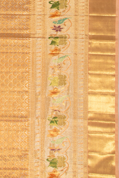 Kanchipuram Silk Tissue Brocade Orange Saree