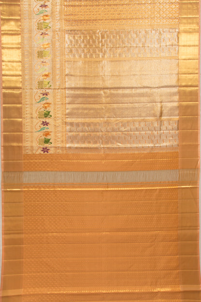 Kanchipuram Silk Tissue Brocade Orange Saree