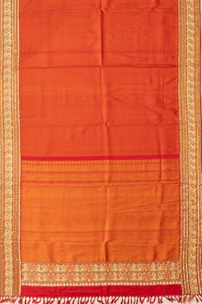 Kanchipuram Silk Brocade Red Saree With Zardosi Work Border