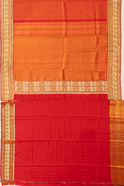 Kanchipuram Silk Brocade Red Saree With Zardosi Work Border