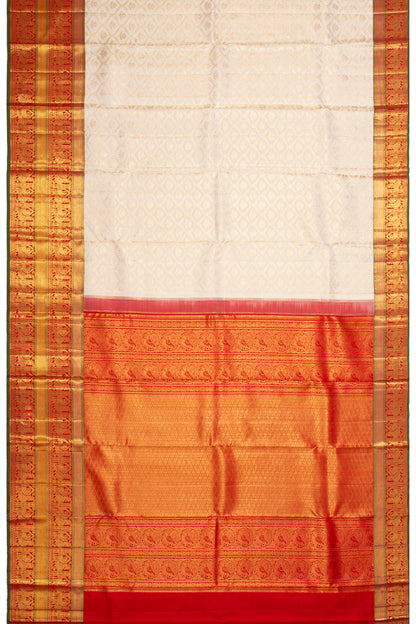Kanchipuram Silk Brocade Cream Saree